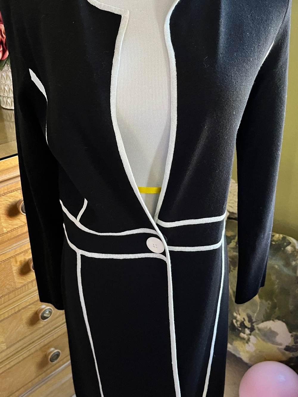 Kasper Black Jacket with White Piping